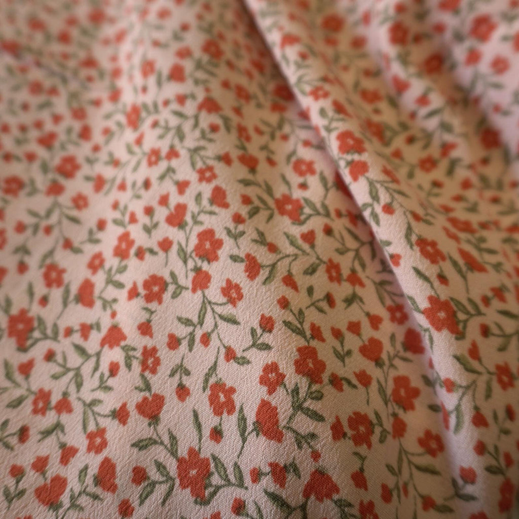 Blush Pink Ditsy Floral Lyocell Crepe Fabric