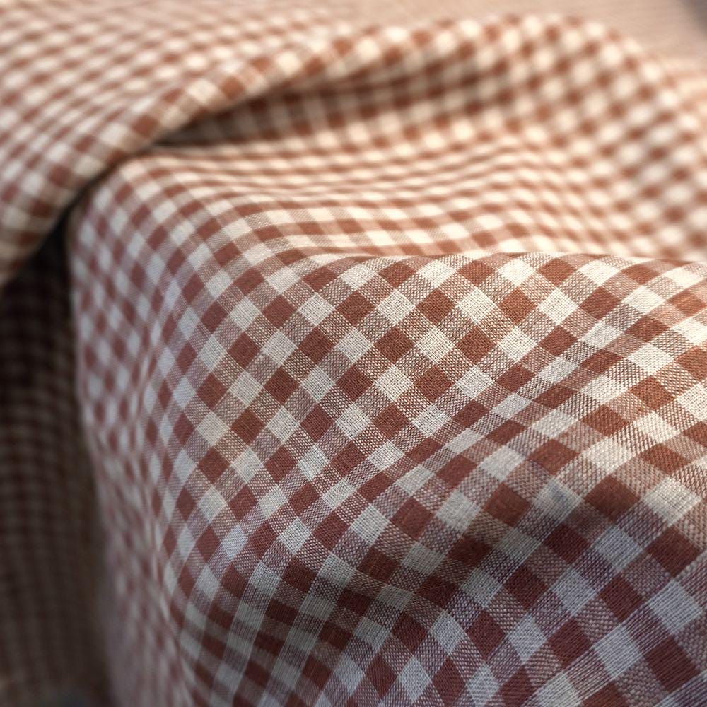 Yarn dyed Linen gingham - Brown