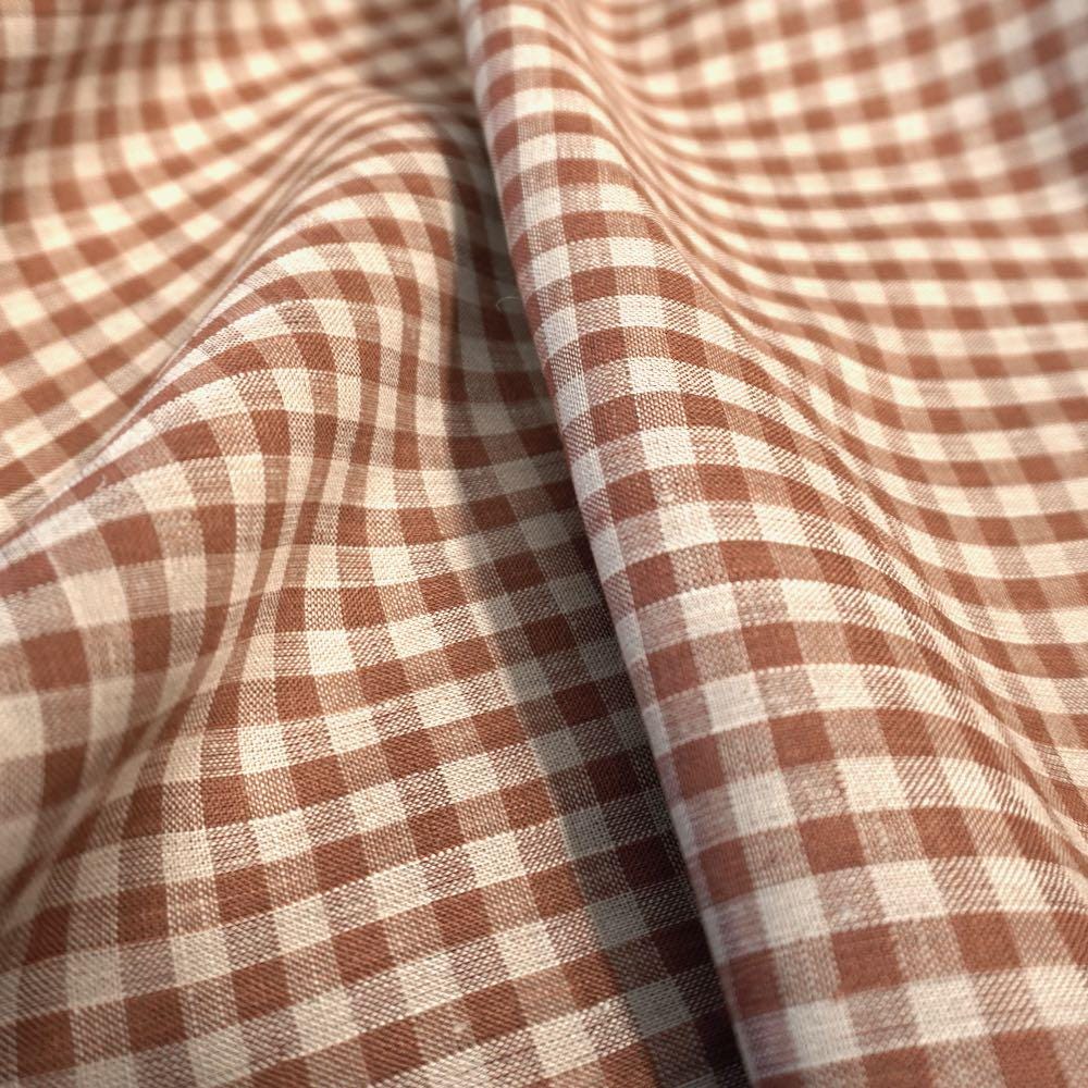 Yarn dyed Linen gingham - Brown