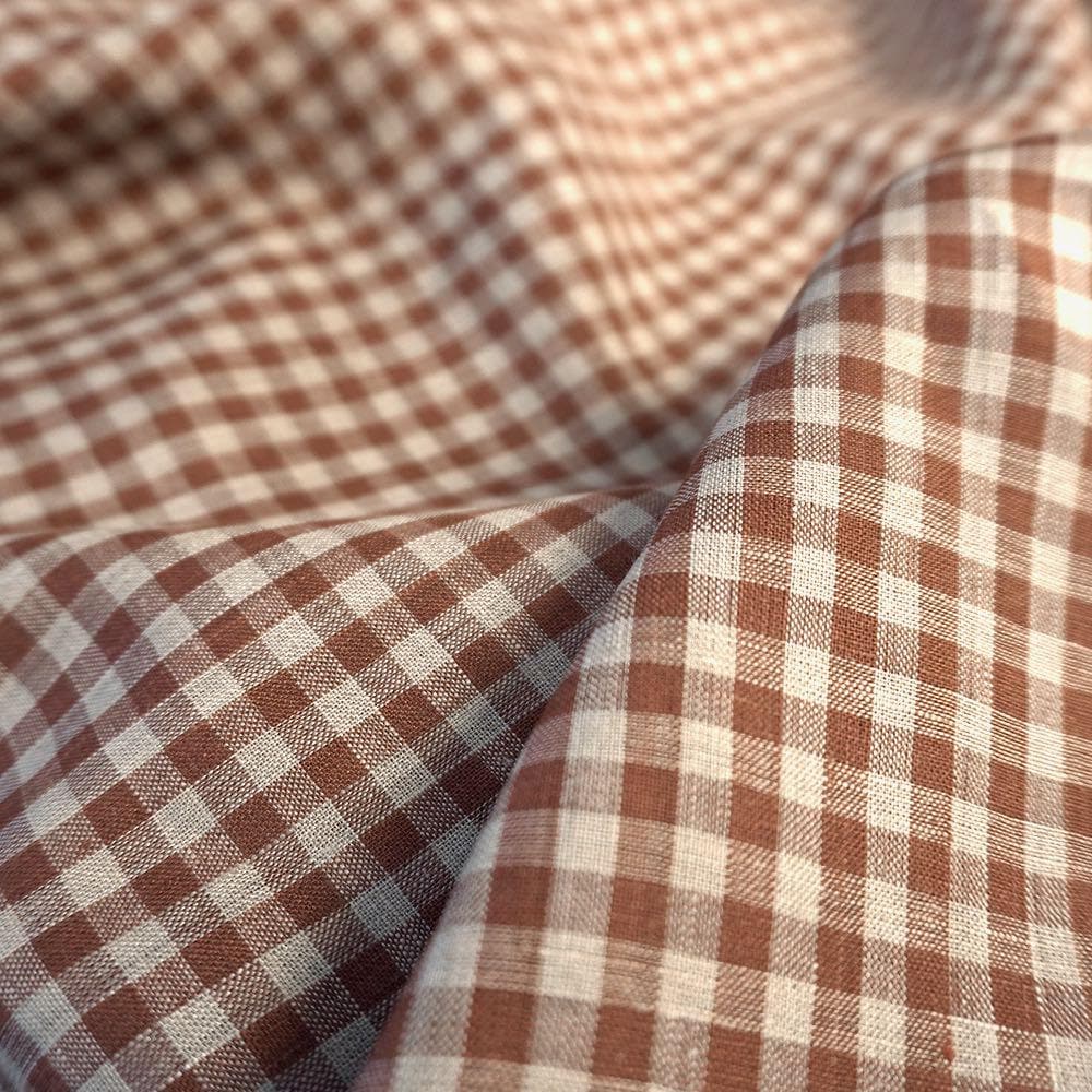 Yarn dyed Linen gingham - Brown