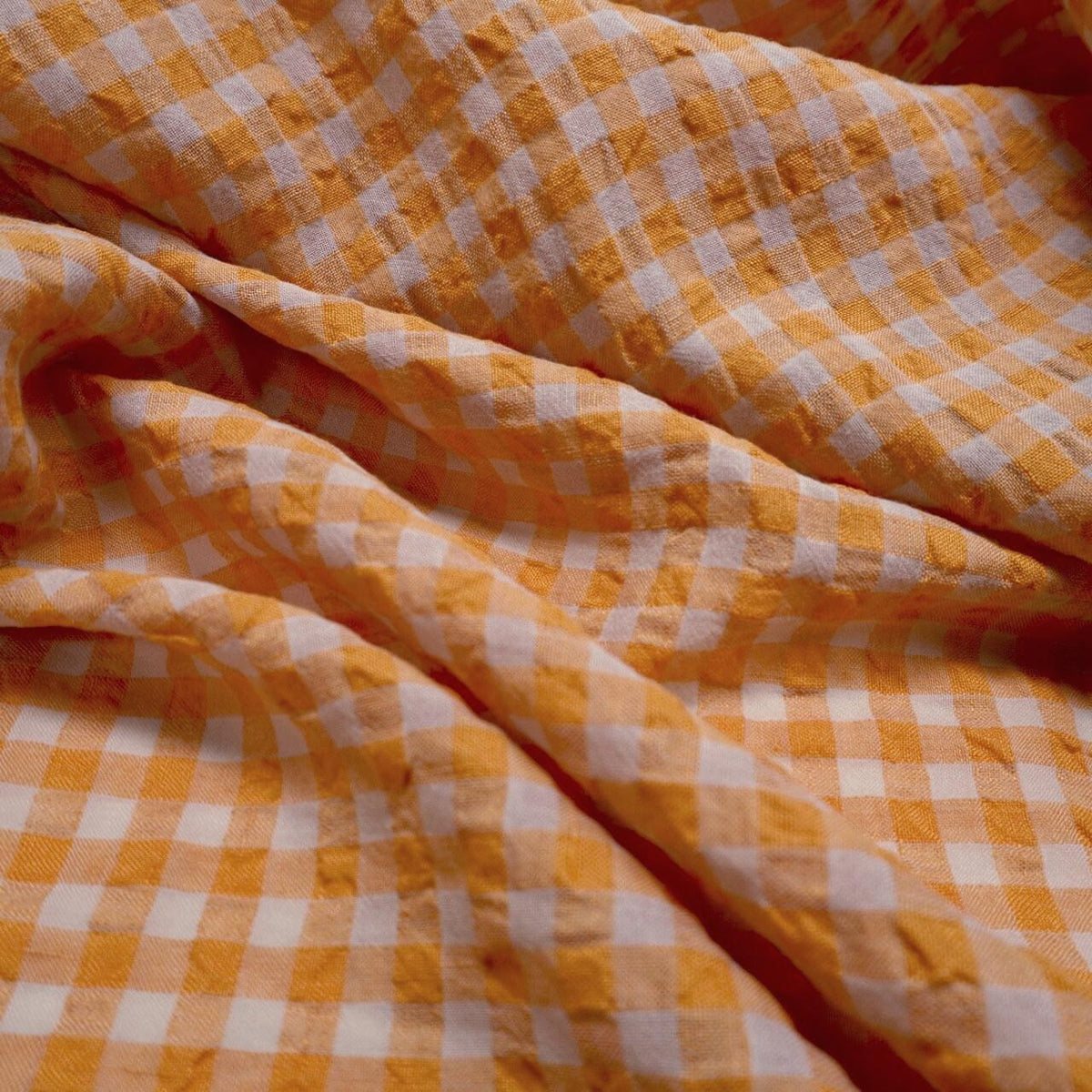 Yarn dyed Linen crinkled gingham – Orange