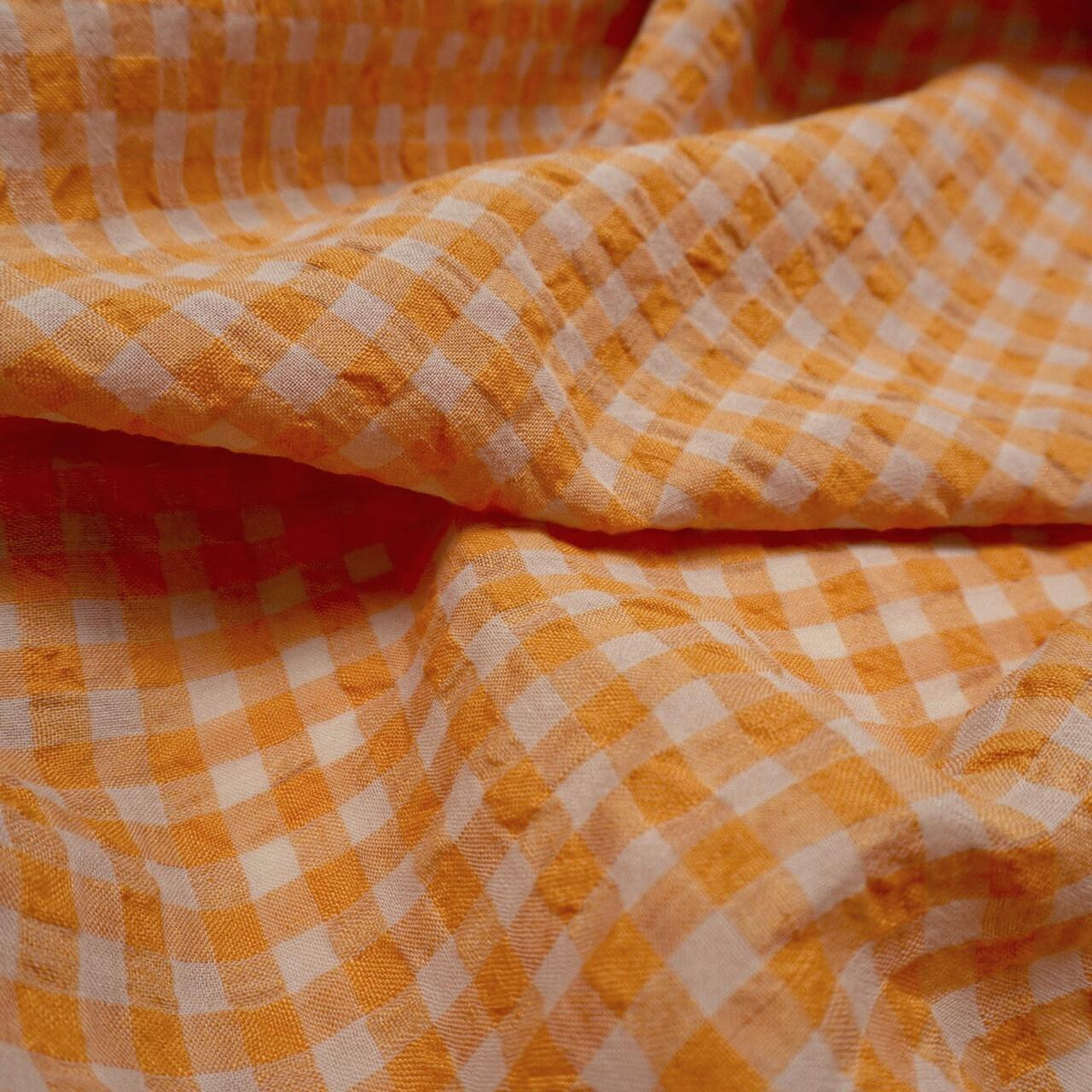 Yarn dyed Linen crinkled gingham – Orange