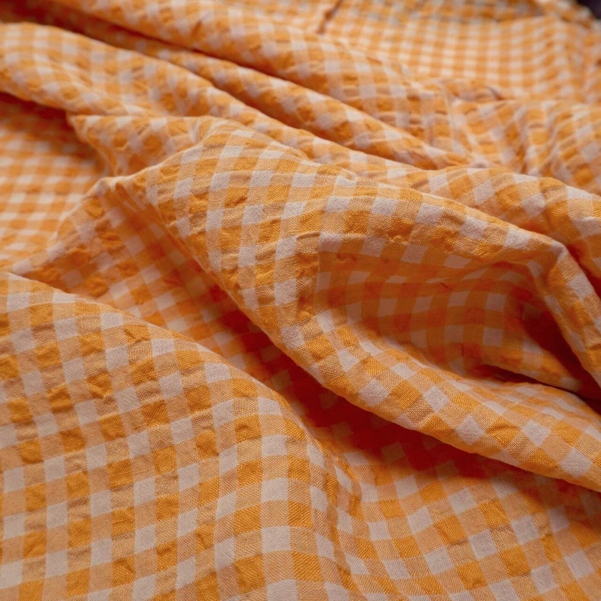 Yarn dyed Linen crinkled gingham – Orange