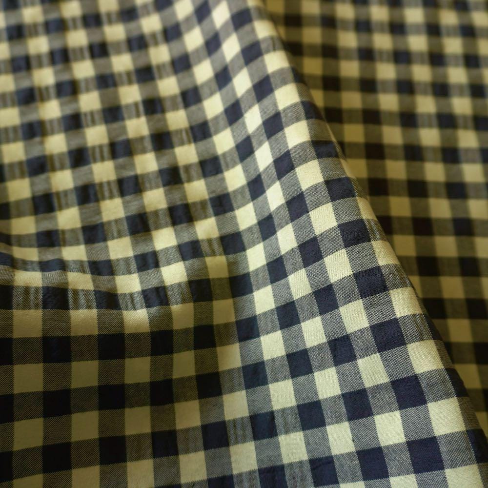 Yarn dyed cotton gingham bubble fabric - Black Yellow (last 145cm)