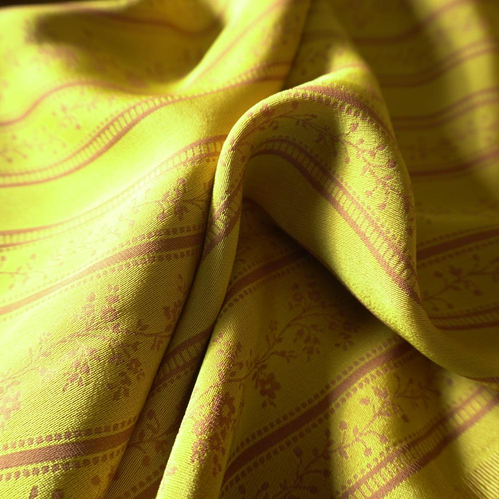 Yarn-Dyed Lyocell Cotton Jacquard - Woven Vine Stripe - Yellow Chartreuse