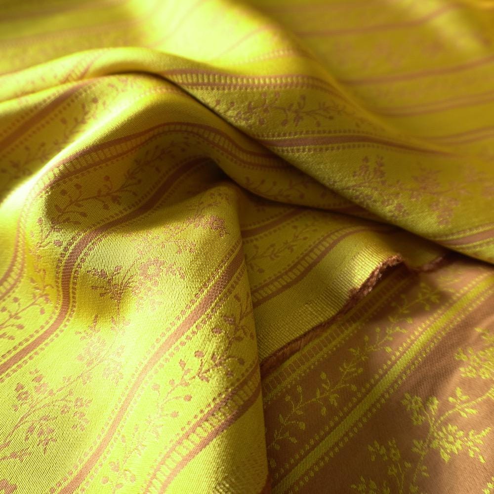 Yarn-Dyed Lyocell Cotton Jacquard - Woven Vine Stripe - Yellow Chartreuse