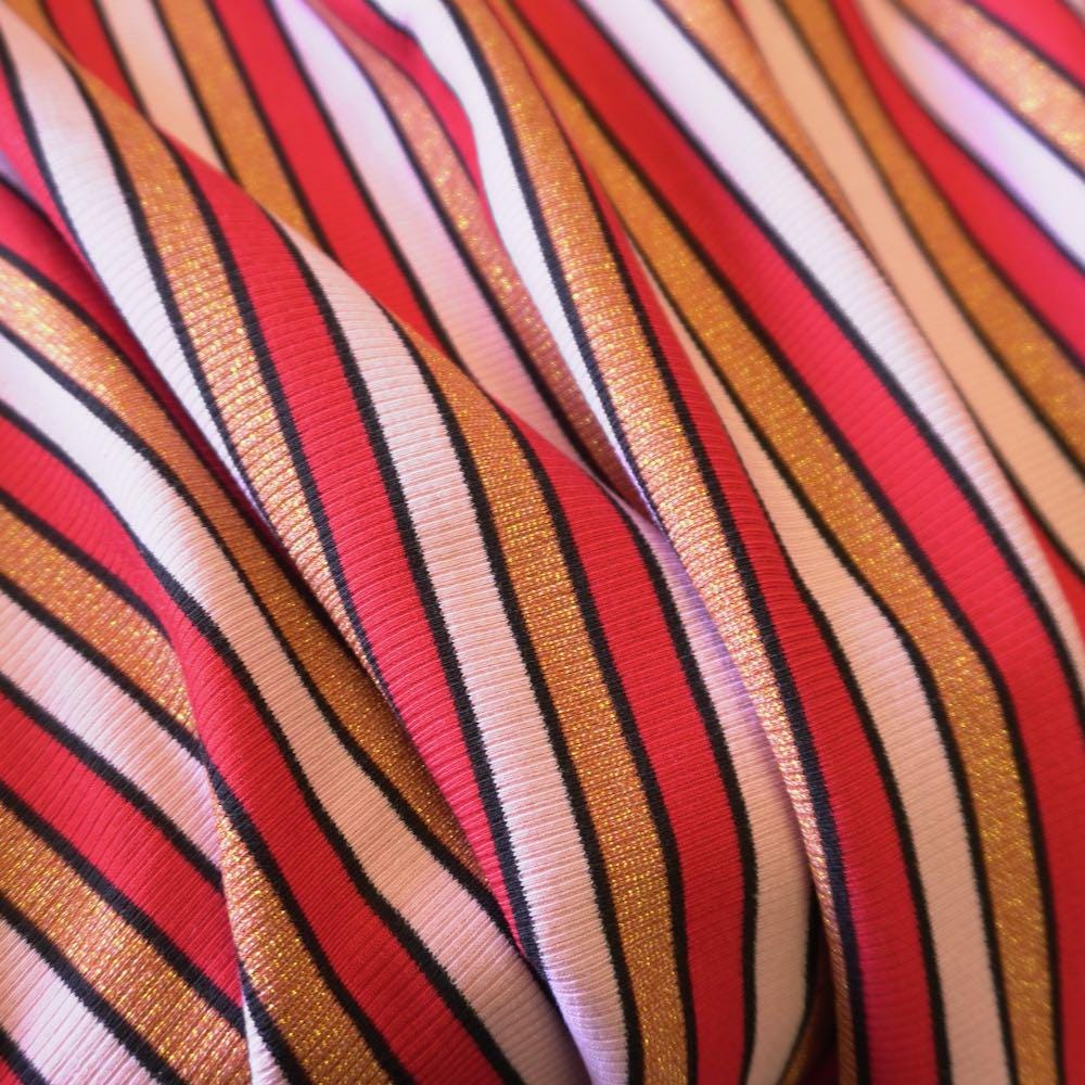 Pink and Red Rib Knit Jersey – Viscose Cotton Lurex Mixed