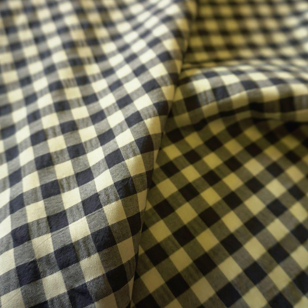Yarn dyed cotton gingham bubble fabric - Black Yellow (last 145cm)