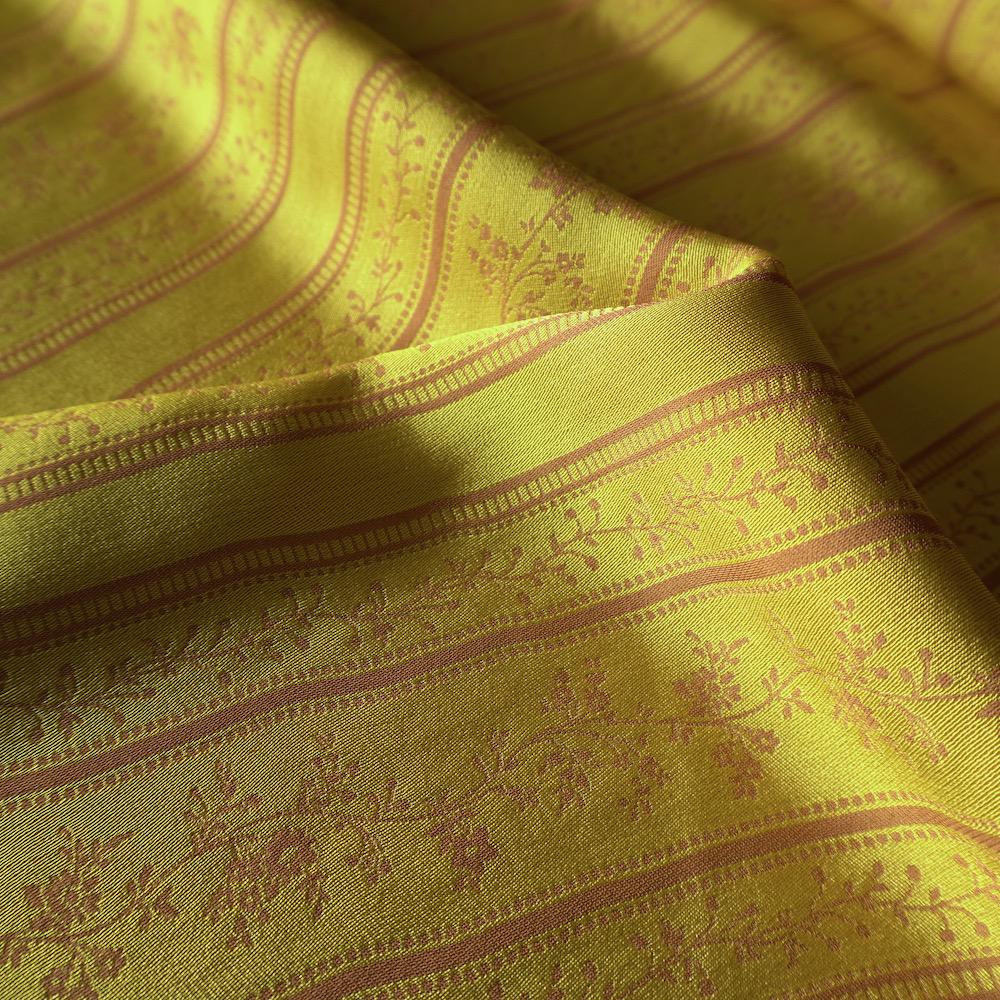 Yarn-Dyed Lyocell Cotton Jacquard - Woven Vine Stripe - Yellow Chartreuse