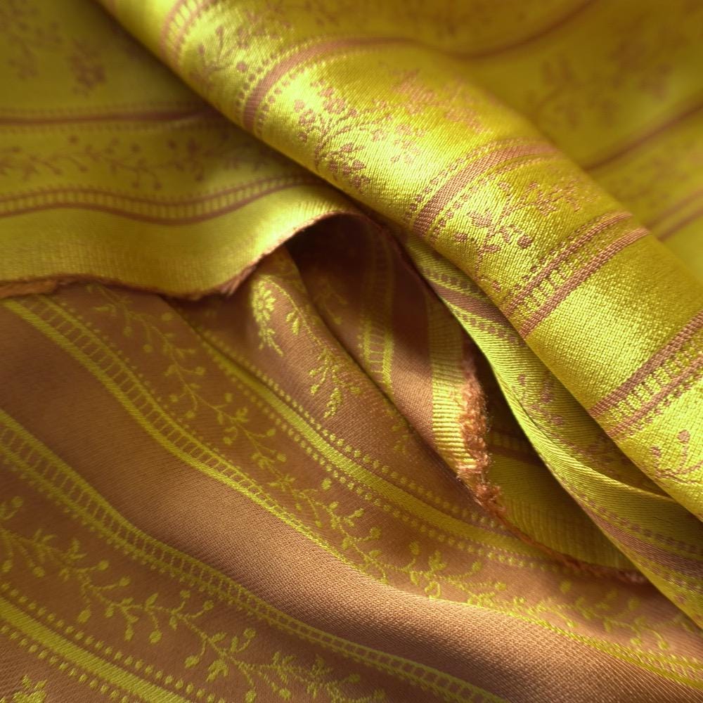 Yarn-Dyed Lyocell Cotton Jacquard - Woven Vine Stripe - Yellow Chartreuse