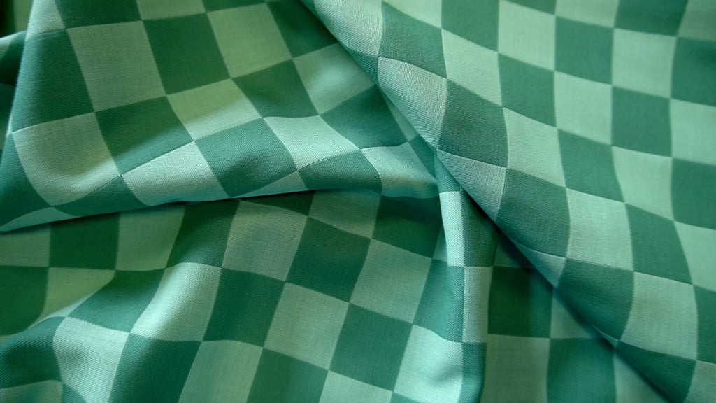 Green Soft Checkerboard Cotton Double Gauze – 3cm