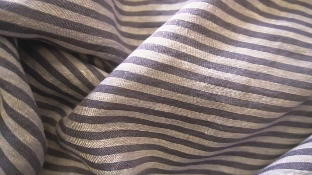 Washed Yarn dyed Linen Stripe - Navy