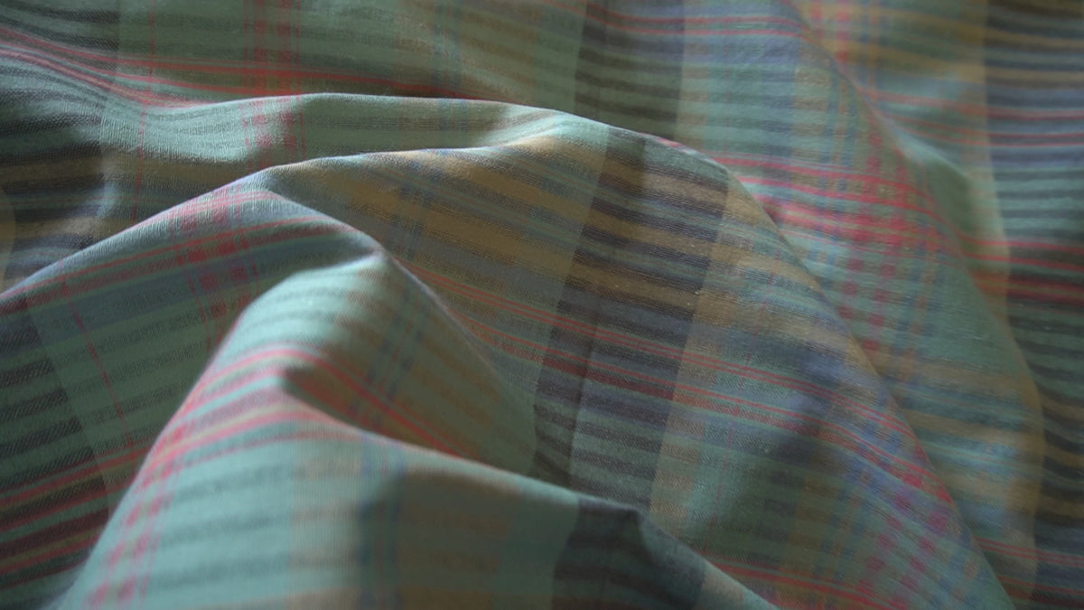 Green Aqua Check Stripe - Yarn Dyed Cotton