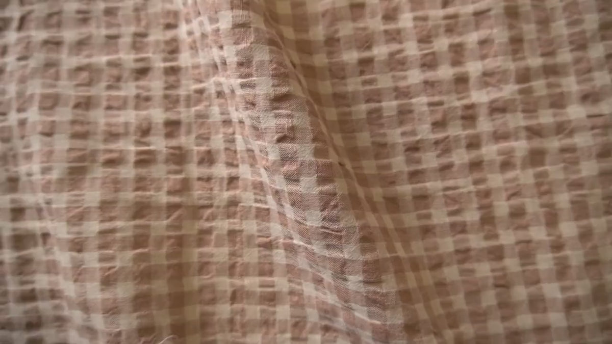 Yarn dyed linen crinkled gingham – Beige