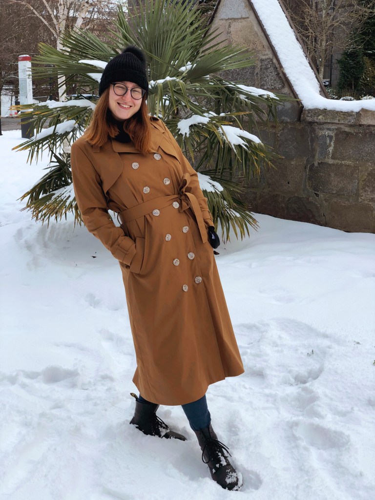 trench coat with Meg’s buttons