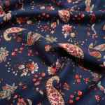 Medium weight Paisley floral viscose twill on navy