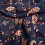 Medium weight Paisley floral viscose twill on navy - Image 2