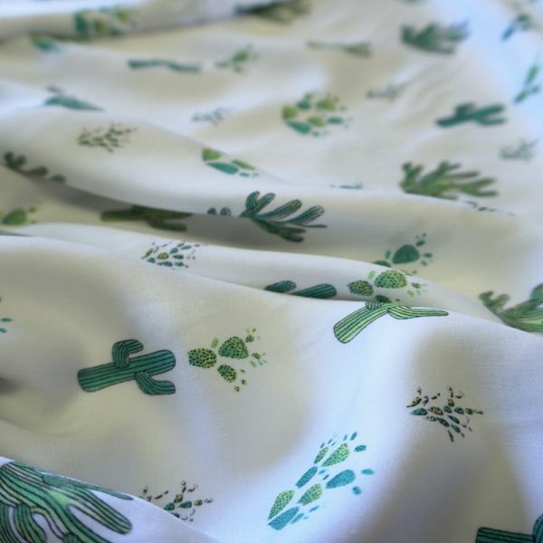 Cactus print on off white viscose fabric - Image 4