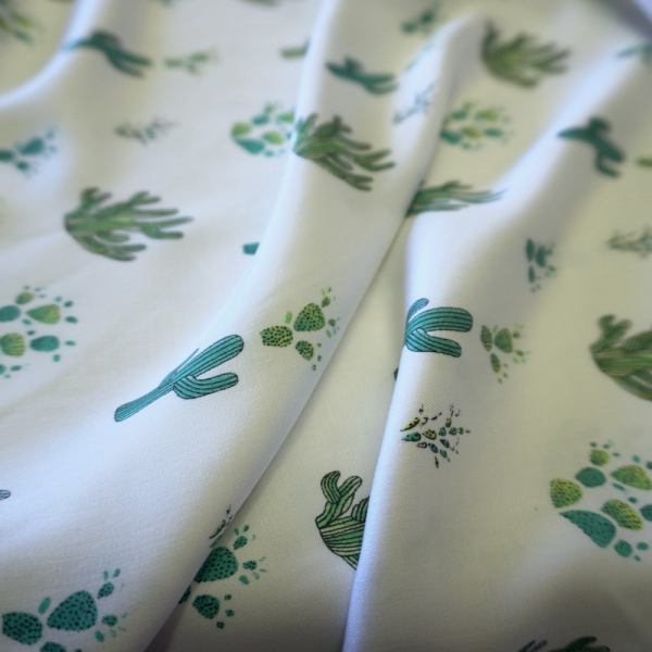 Cactus print on off white viscose fabric - Image 3