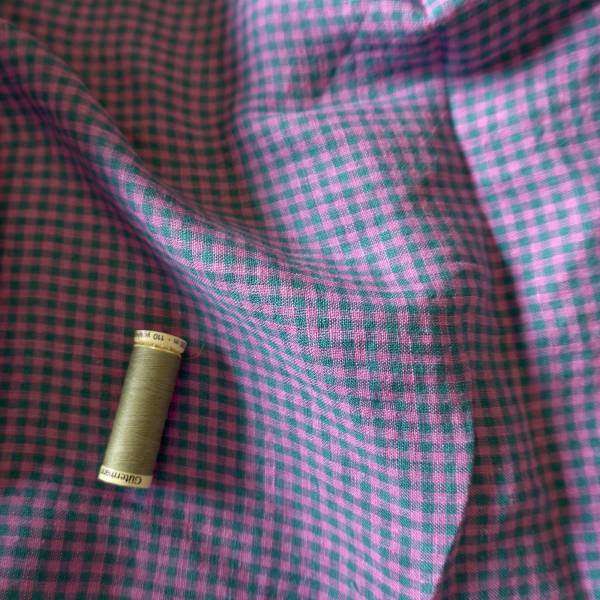 Washed Yarn dyed Linen gingham - Blue Lilac - Image 5