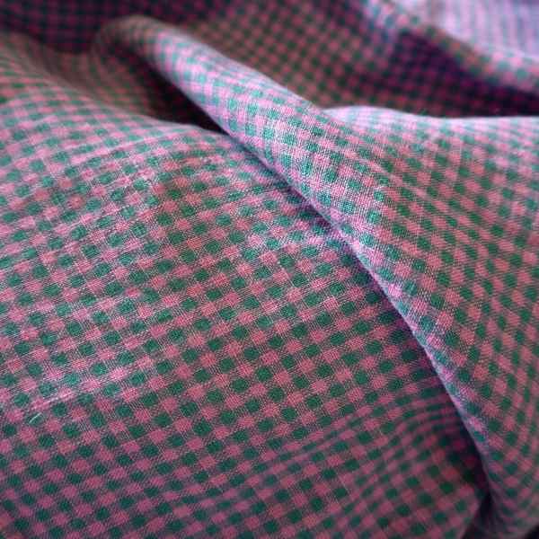 Washed Yarn dyed Linen gingham - Blue Lilac - Image 2