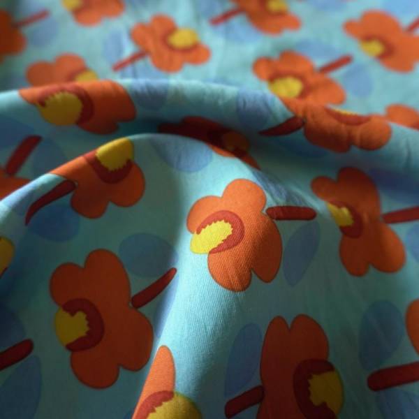 Poppy Flower Cotton Floaty Fabric - Image 5