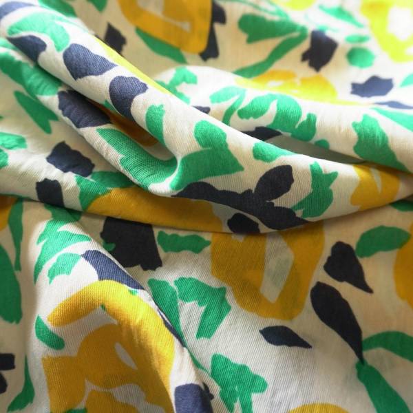 Abstract Floral Cotton Floaty Fabric - Mustard - Image 2