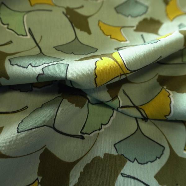 Ginkgo-Style Leaves Cotton Floaty Fabric - Mustard - Image 9