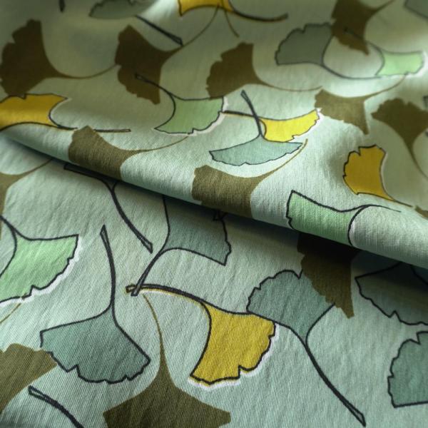Ginkgo-Style Leaves Cotton Floaty Fabric - Mustard - Image 4