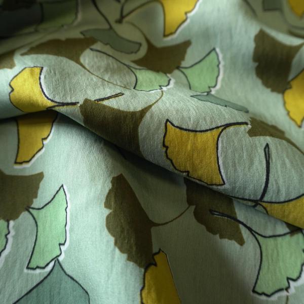 Ginkgo-Style Leaves Cotton Floaty Fabric - Mustard - Image 8