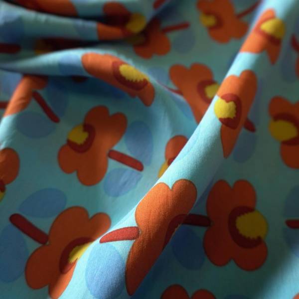 Poppy Flower Cotton Floaty Fabric - Image 3