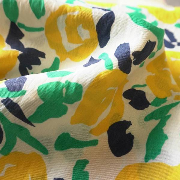 Abstract Floral Cotton Floaty Fabric - Mustard - Image 5