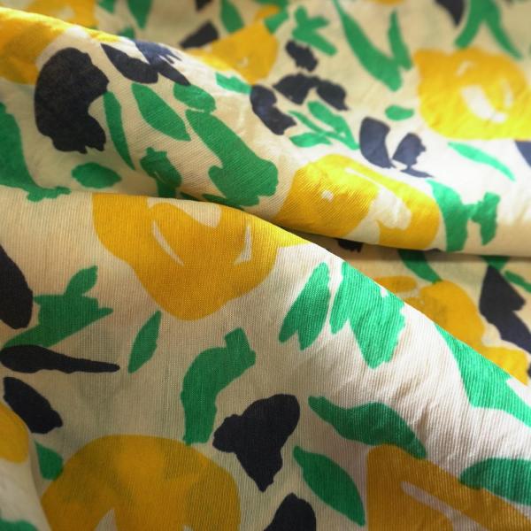 Abstract Floral Cotton Floaty Fabric - Mustard - Image 7