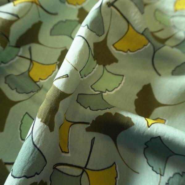 Ginkgo-Style Leaves Cotton Floaty Fabric - Mustard - Image 3