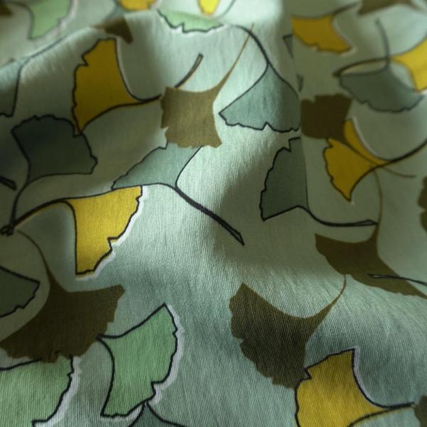 Ginkgo-Style Leaves Cotton Floaty Fabric - Mustard - Image 7