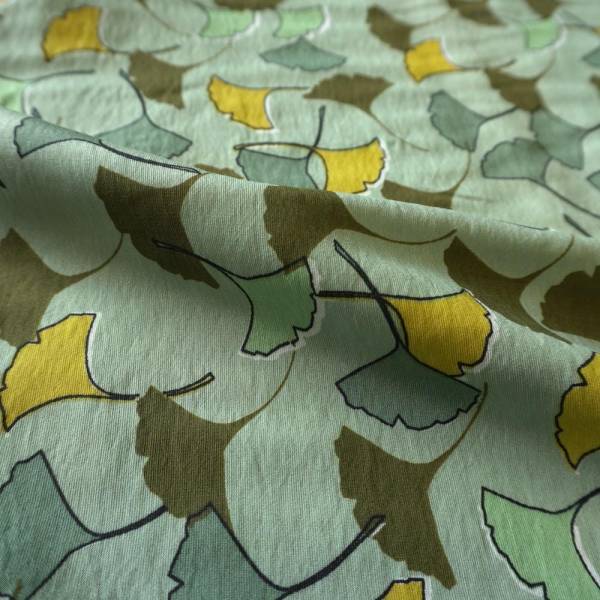 Ginkgo-Style Leaves Cotton Floaty Fabric - Mustard - Image 10