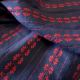 Navy Blue Striped Floral Embroidery Cotton Fabric - Image 2