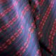 Navy Blue Striped Floral Embroidery Cotton Fabric - Image 4